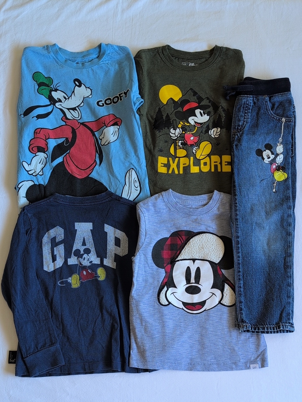 Baby Gap Boys Disney Mickey Mouse Bundle 5T Jeans Shirt Lot H&M Goofy